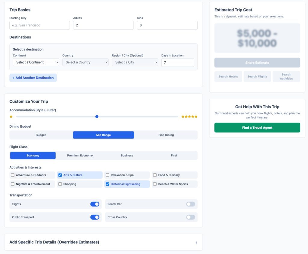 Calculate Total Trip Cost Before Booking Anything