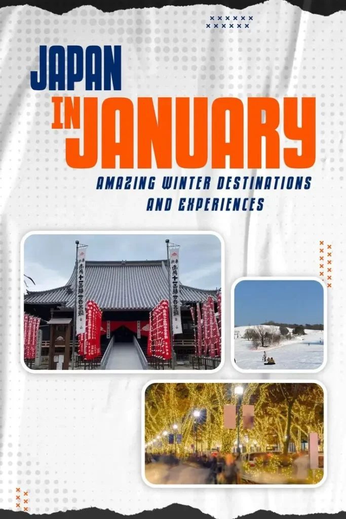 Winter scene in Japan, showing clear skies and cold weather that often coincide with lower travel costs