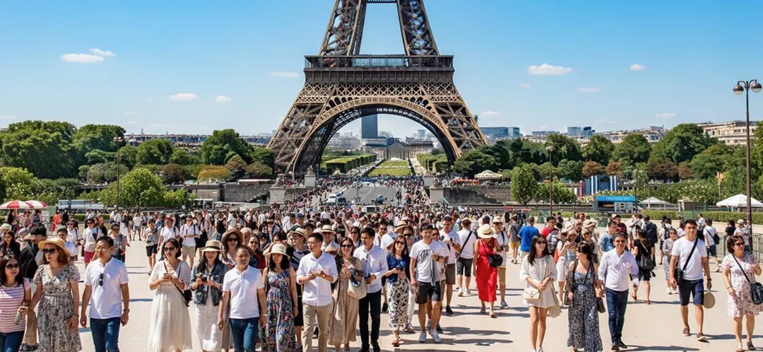 Crowds in a European city during peak season