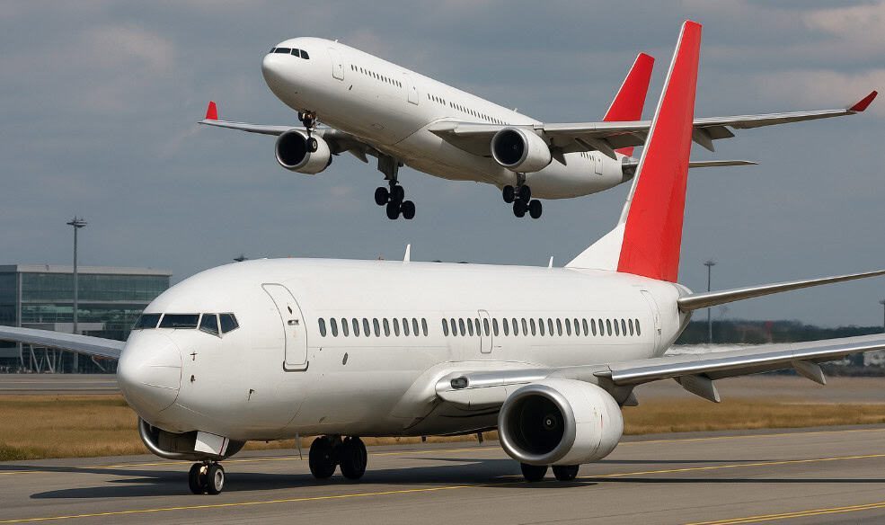 Two airplanes on the tarmac, highlighting different routes and pricing strategies.