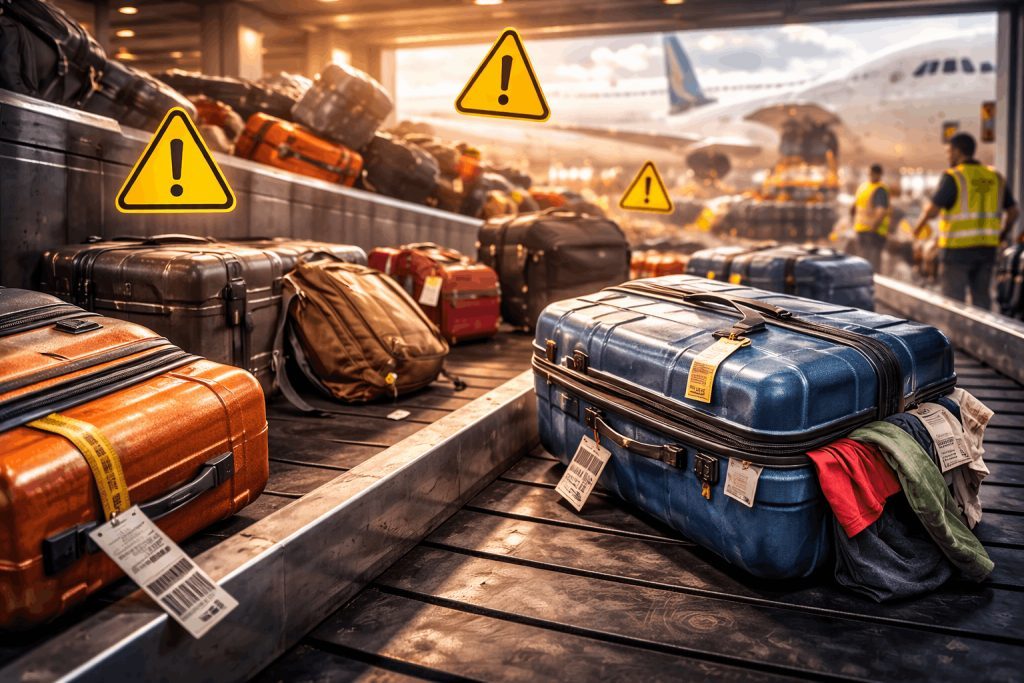 Diagram showing baggage transfer and tagging process