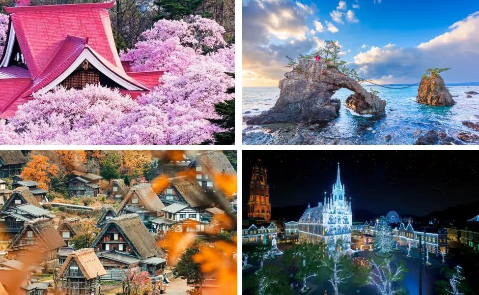 Seasonal weather chart for Japan, illustrating how temperature and rainfall shift across the year