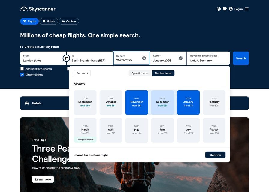 Use Google Flights and Skyscanner to cut airfare costs