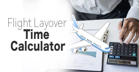 Flight layover time calculator on a laptop screen