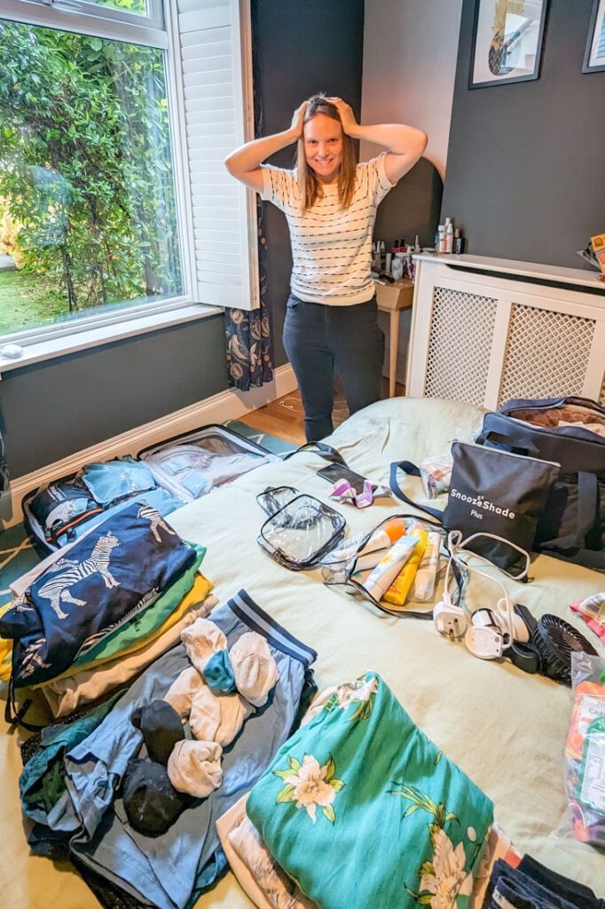 Traveler reviewing package inclusions like breakfast and transfers