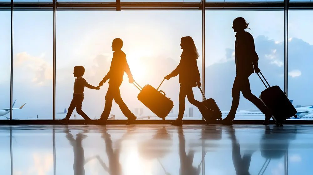 Family at the airport terminal