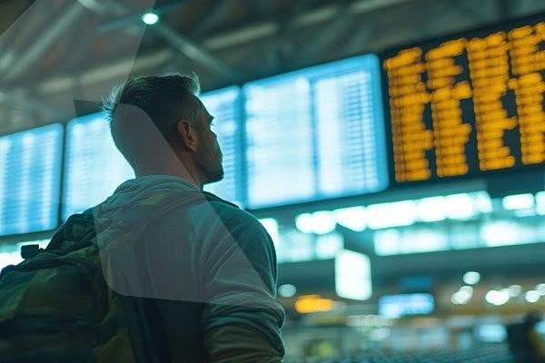 Graph-style illustration of fluctuating flight prices over different days