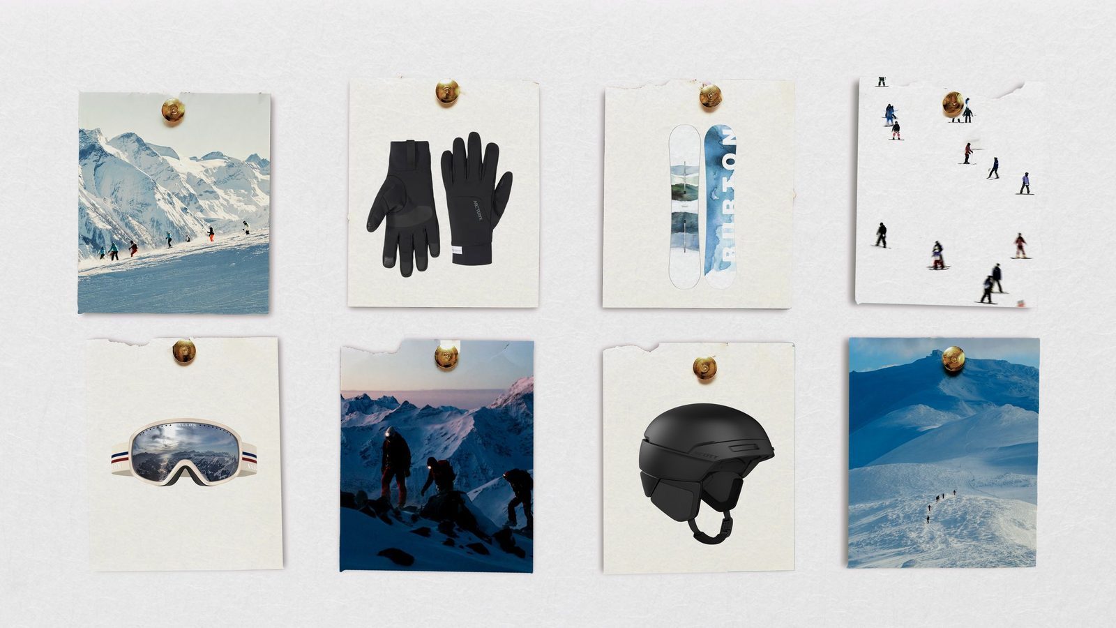 Skier gearing up with helmet and gloves at a snowy resort