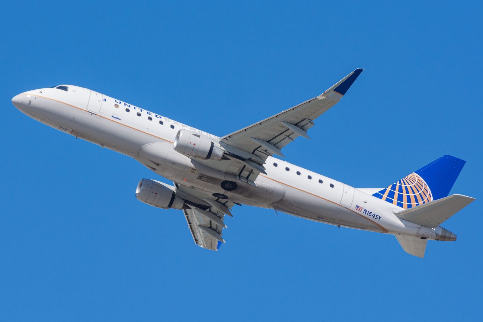 United Express regional jet serving a small airport
