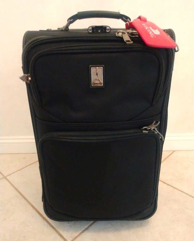 Travelpro® carry-on suitcase in black was another good choice for packing for a two-week trip.