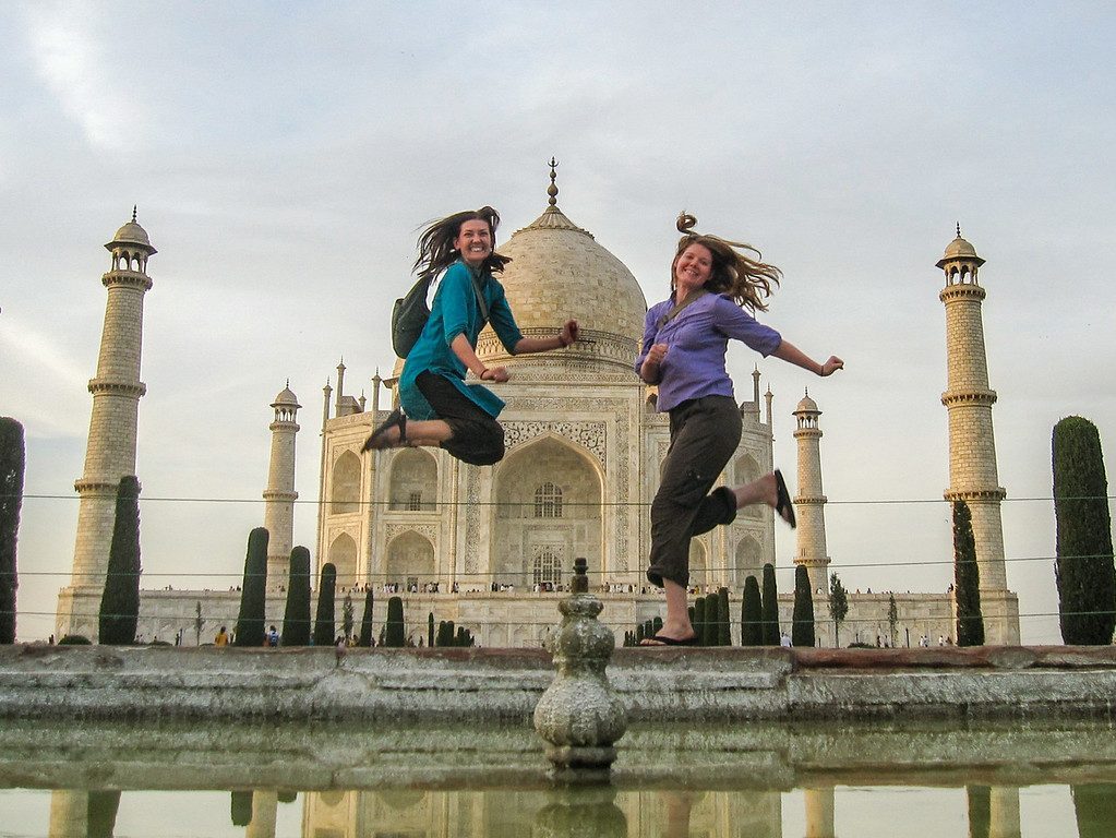 Jumping at the Taj Mahal during my year of travels.