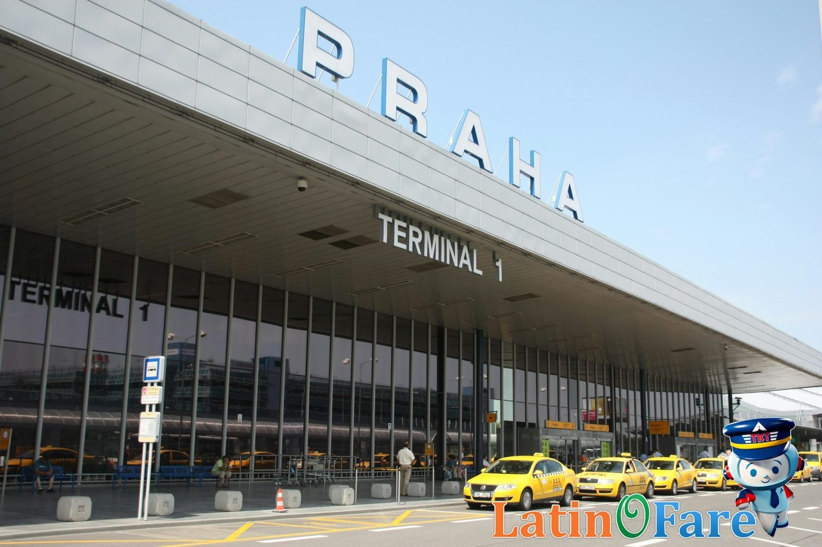 Airport taxi queue with official signage