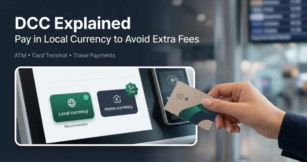 Dynamic Currency Conversion prompt on an ATM screen
