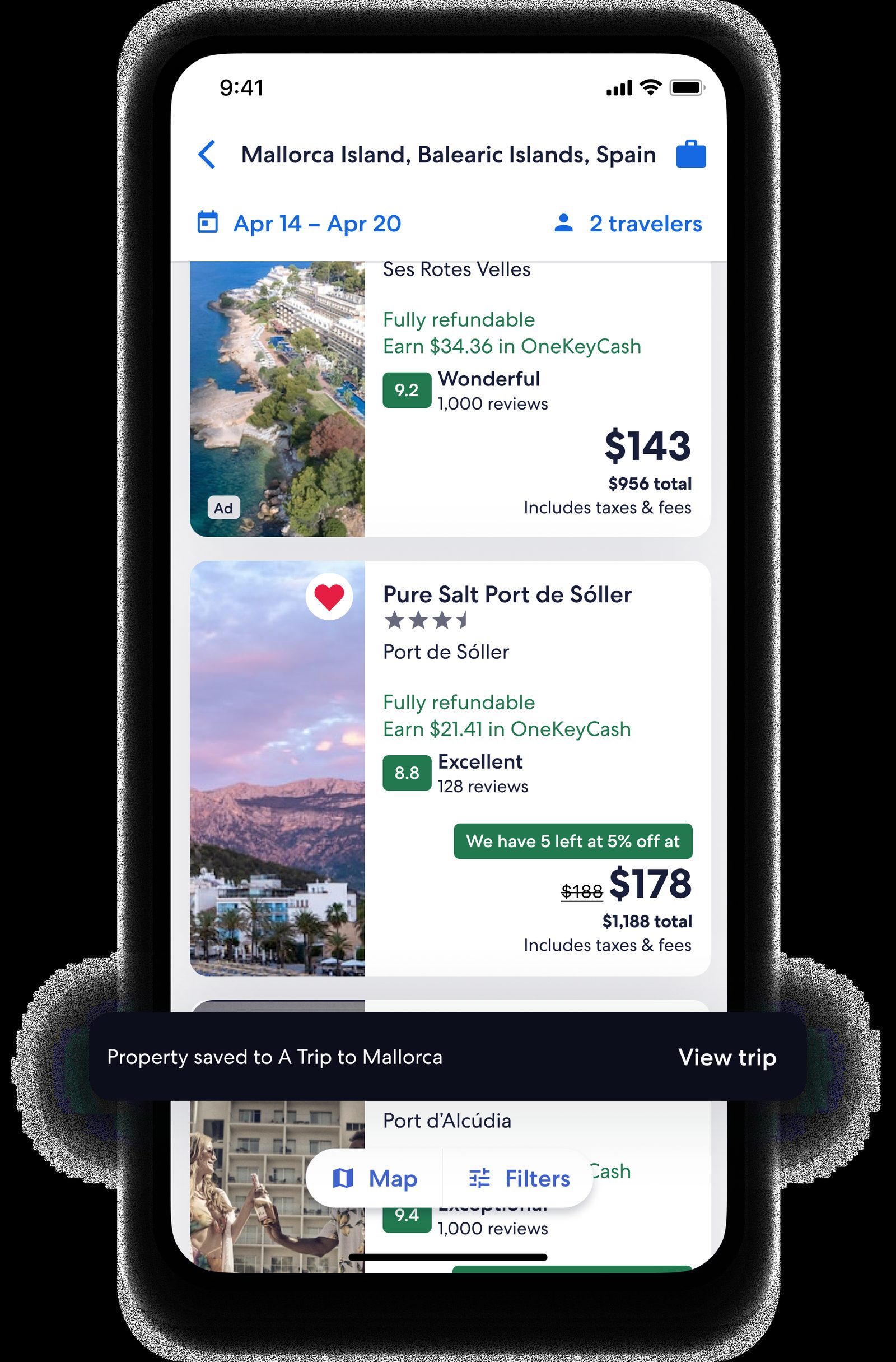 Example of a centralized trip planning workspace
