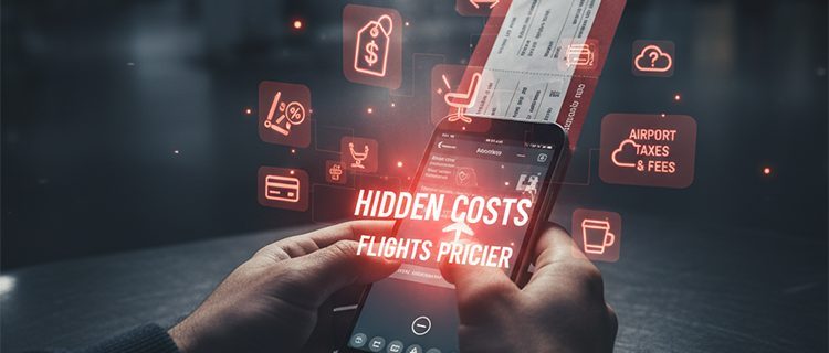 Graphic showing hidden costs that make flights more expensive.